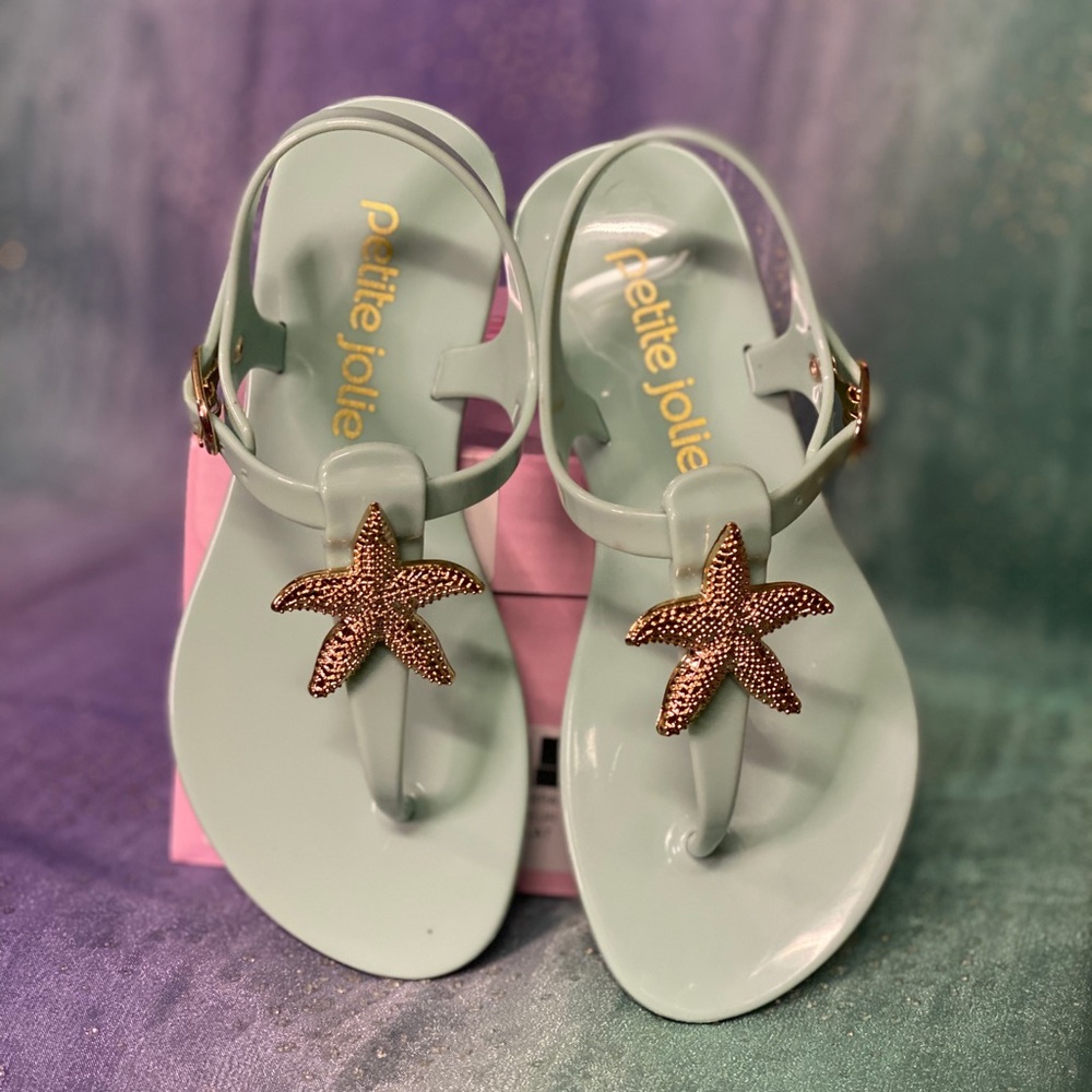 Petite Jolie mint Starfish jelly sandals